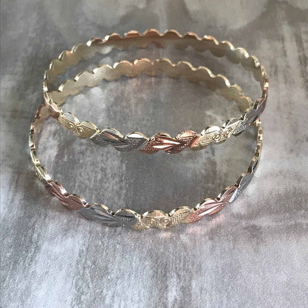 2set TriColor Gold Plated Bangle Cuff - Picture 2 of 7